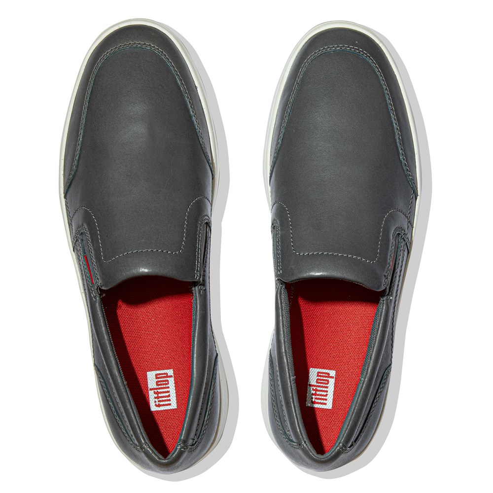 Fitflop Mens Slip-on Grey - Rally X Leather Sneakers - 23FRGZYJL